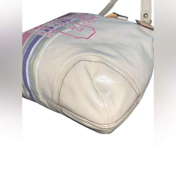 Coach Poppy 19615 Placed Legacy Stripe Tote! VINTAGE AND RARE🔥 canvas/leather - Picture 12 of 15